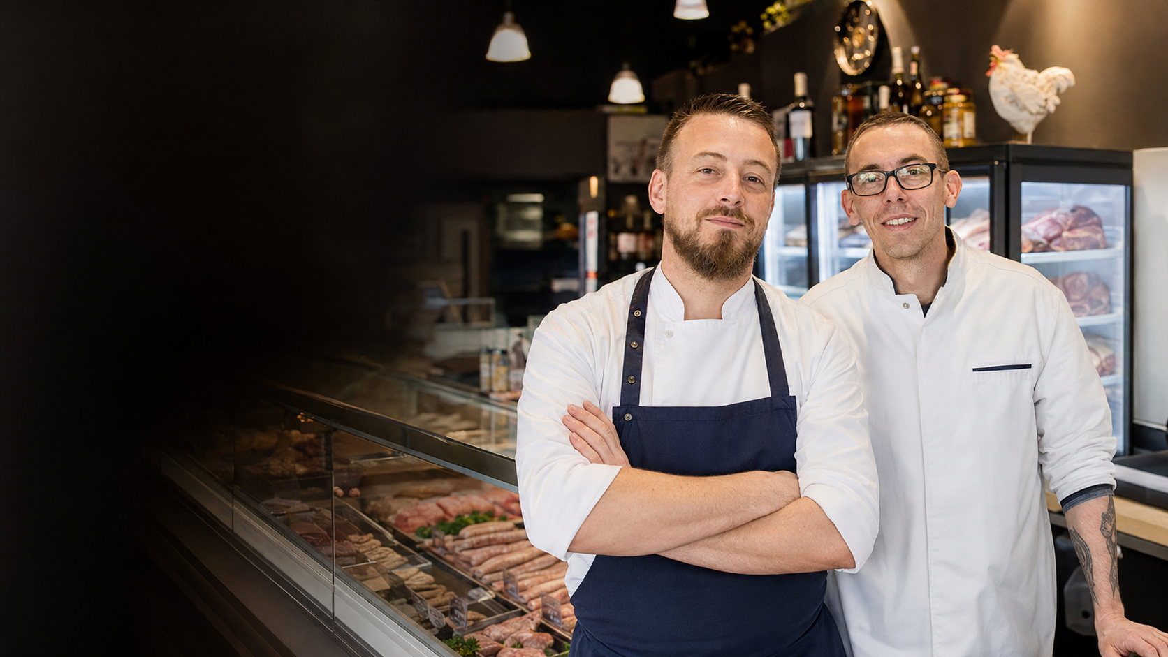 Les propriétaires du Carré des Bouchers dans leur boucherie à Nevers